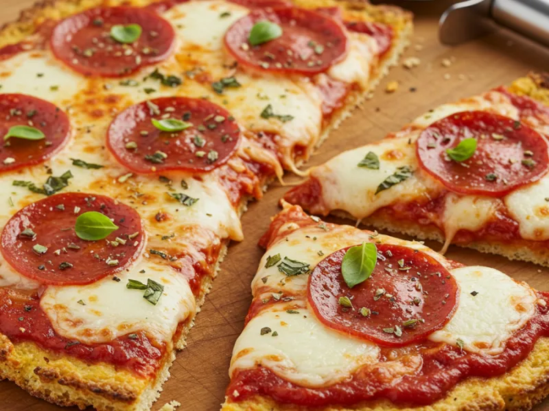 Délicieuse pizza keto à croûte croustillante de chou-fleur