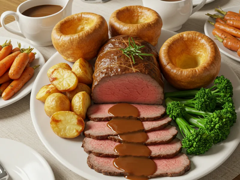 Recette de rôti de bœuf britannique classique avec pudding Yorkshire