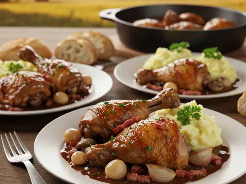 Recette traditionnelle du Coq au Vin français