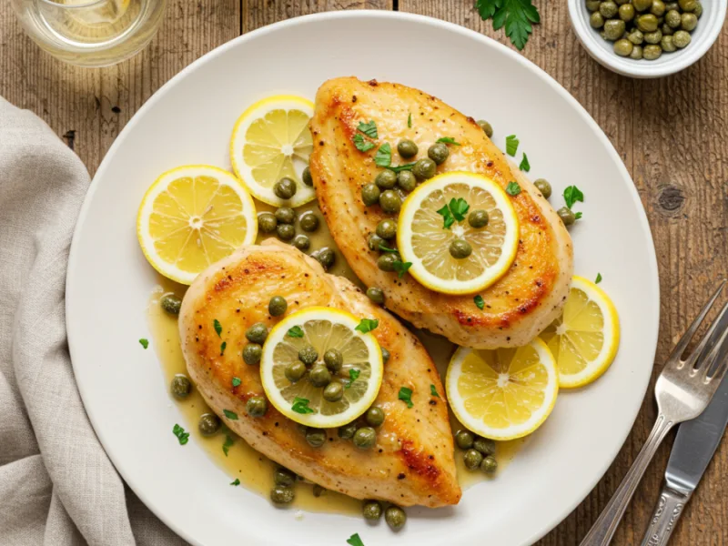 Oppskrift på Kylling Piccata med Sitron og Kapers