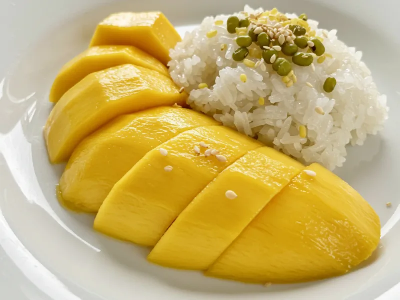 Ricetta del riso appiccicoso tailandese con mango