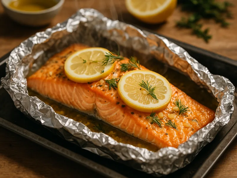 Zalmfilet in folie uit de oven