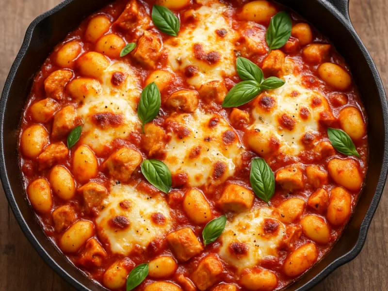 Kyllingparmesan med gnocchi i stekepanne