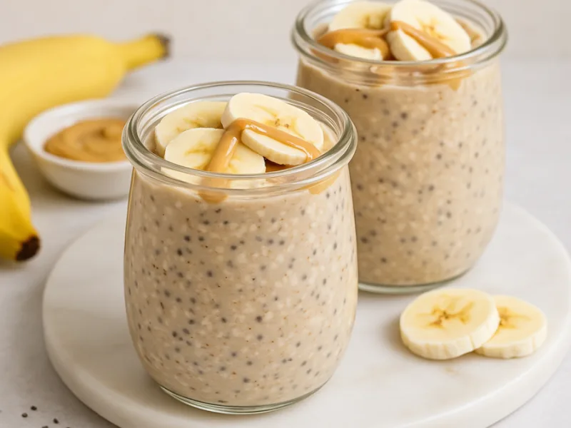 Pindakaas banaan overnight oats