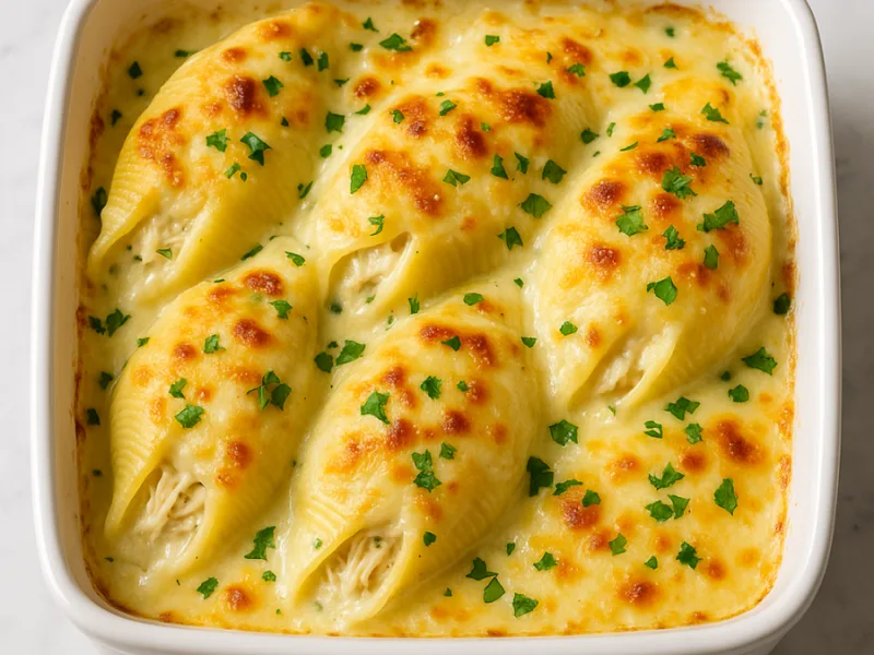 Fyllda Pastasnäckor med Kyckling Alfredo och Ost