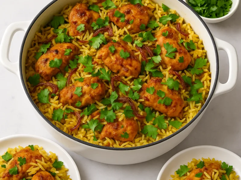 Biryani de Pollo Fácil en Una Sola Olla Receta India