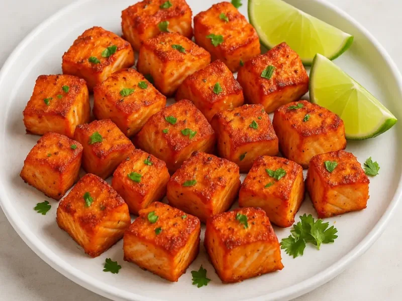 Kousky lososa z horkovzdušné fritézy s chilli a limetkou