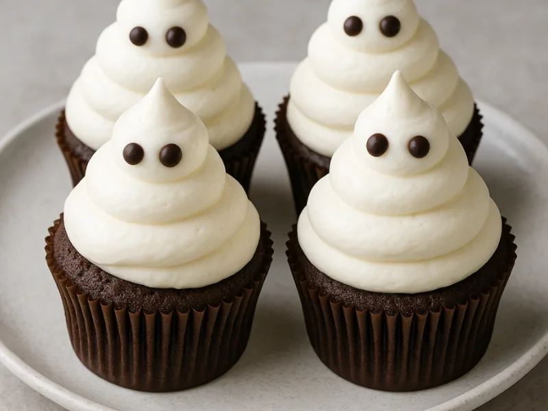 Raske spøkelsescupcakes til Halloween