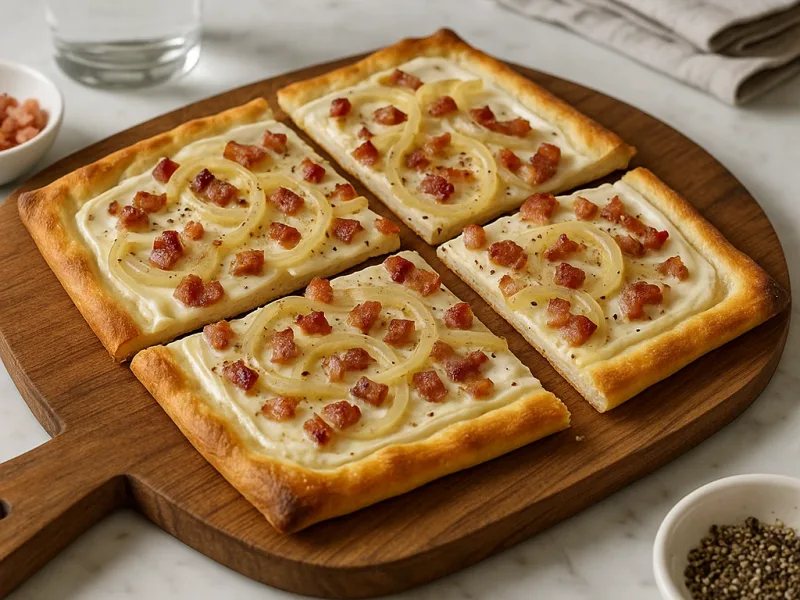 Ricetta Flammkuchen: croccante con pancetta e cipolle