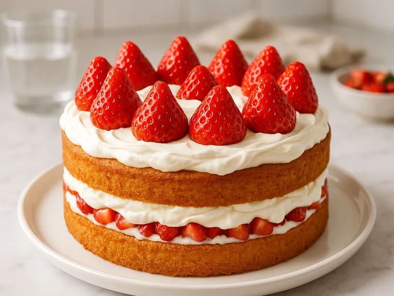 Preprosta jagodna biskvitna torta z mehko kremo