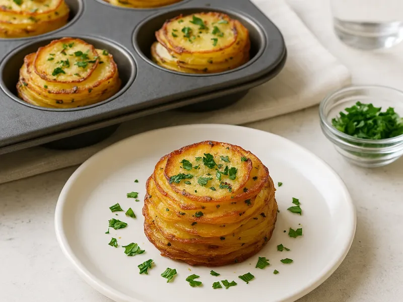 Knusprige Kartoffel-Türmchen mit Knoblauch und Kräutern