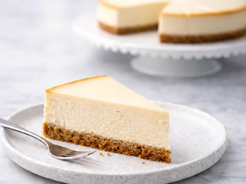 Klassischer Cheesecake mit cremiger Textur auf Teller