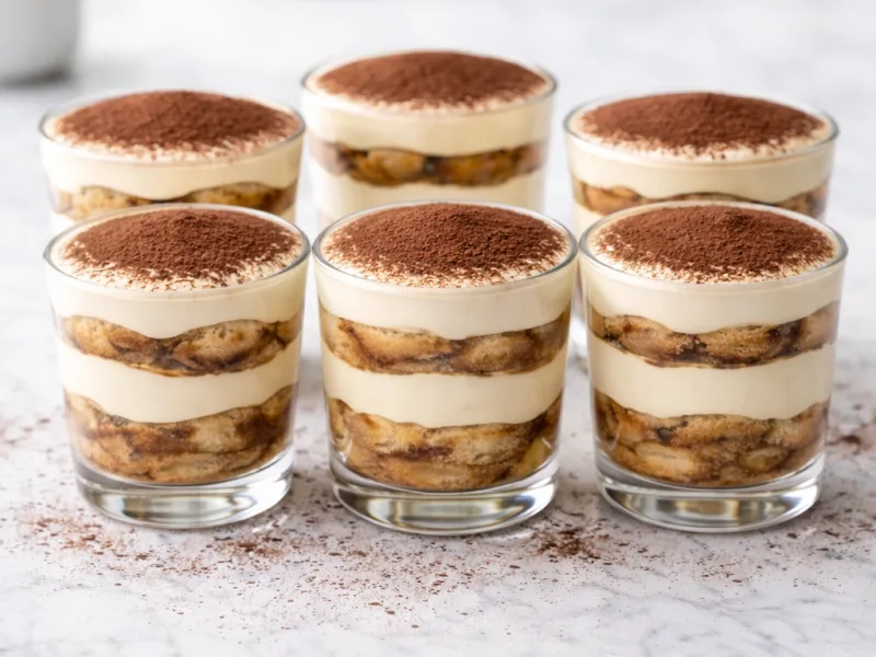 Tiramisu i glas med krämiga lager