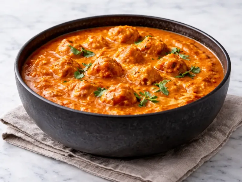 Poulet au beurre avec sauce crémeuse servi chaud en bol
