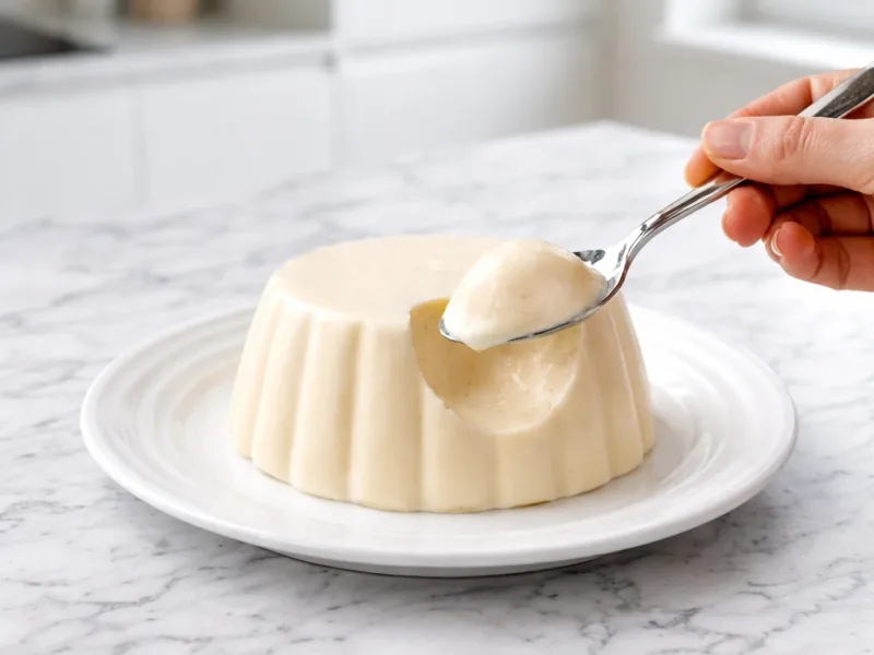 Panna cotta met romige zachte textuur geserveerd op bord
