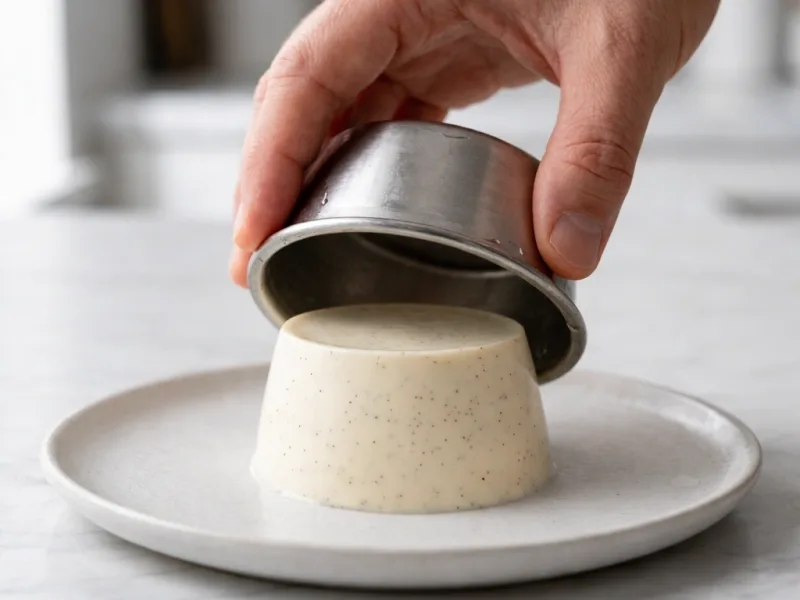 Panna cotta glad en romig gekoeld geserveerd op bord