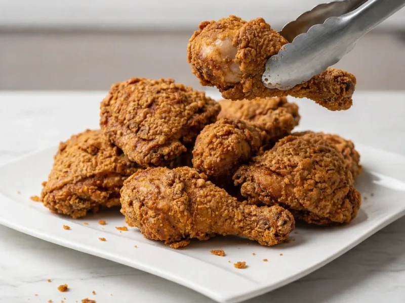 Knuspriges Air Fryer Hähnchen goldene Kruste heiß auf Teller