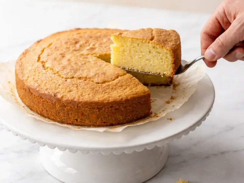 Torta alla ricotta e limone con crosta dorata su piatto
