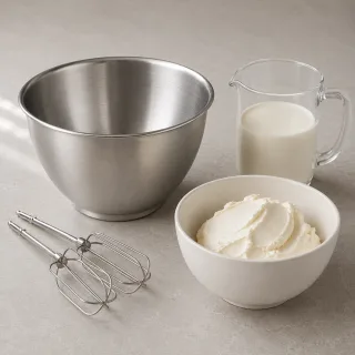 Bol frío con condensación y mascarpone firme