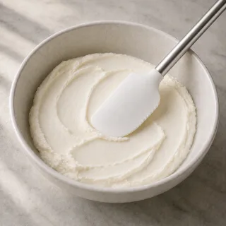 Mascarpone frío liso sin grumos ni líquido